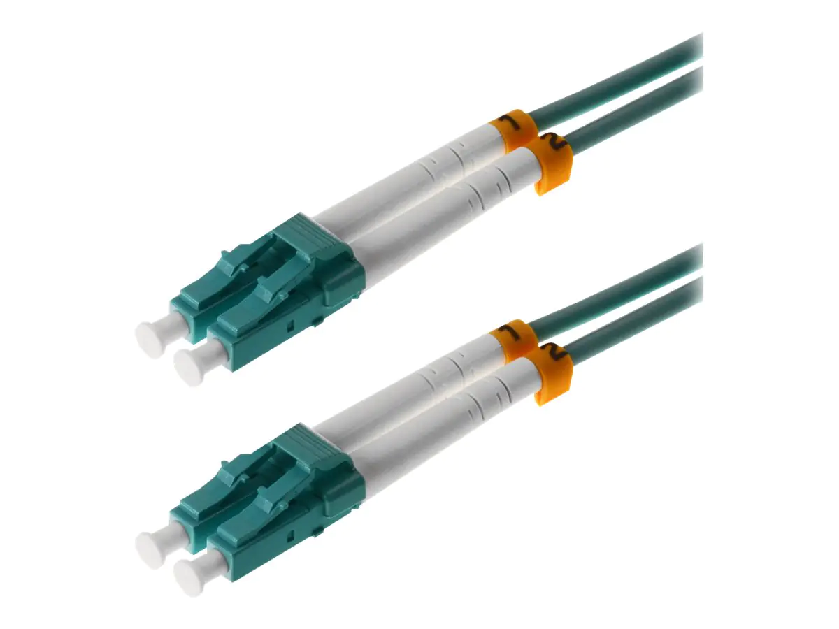 Helos - Patch-Kabel - LC Multi-Mode (M) bis LC Multi-Mode (M) - 7.5 m - Glasfaser - Duplex - 50/125 Mikrometer - OM3 - Aquamarin