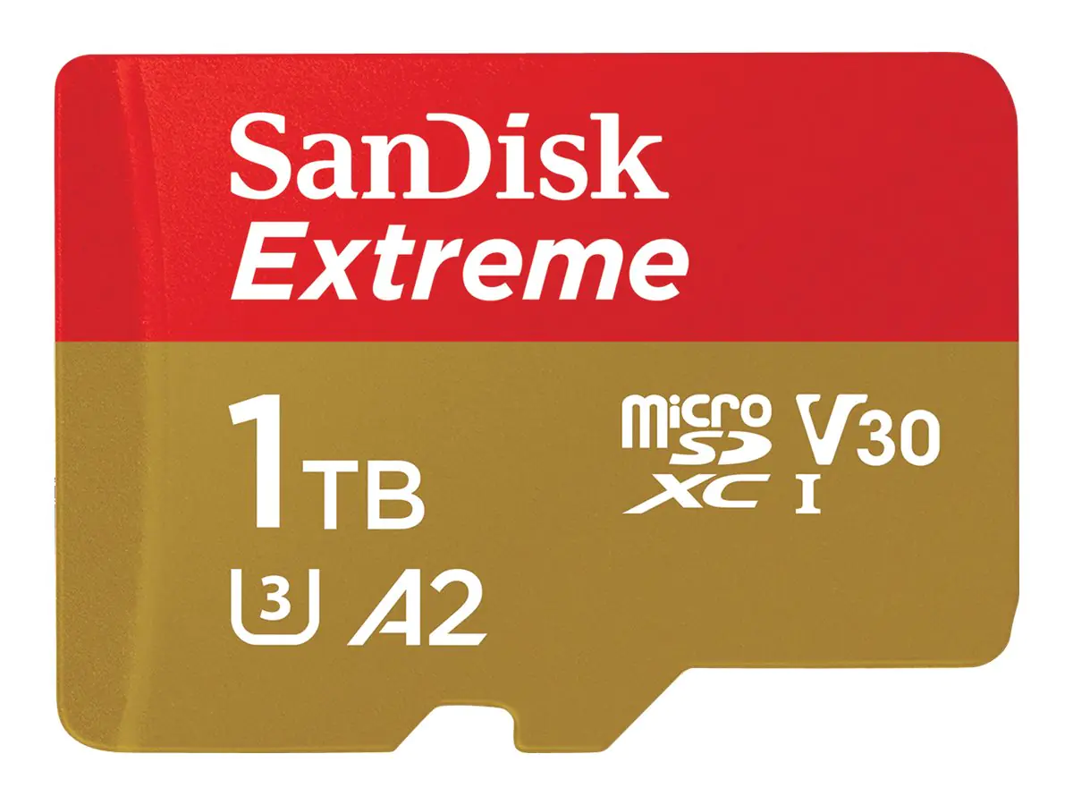 SanDisk Extreme - Flash-Speicherkarte (microSDXC-an-SD-Adapter inbegriffen) - 1 TB - A2 / Video Class V30 / UHS-I U3 / Class10 - microSDXC UHS-I SanDisk Extreme - Flash-Speicherkarte (microSDXC-an-SD-Adapter inbegriffen) - 1 TB - A2 / Video Class V30 / UHS-I U3 / Class10 - microSDXC UHS-I