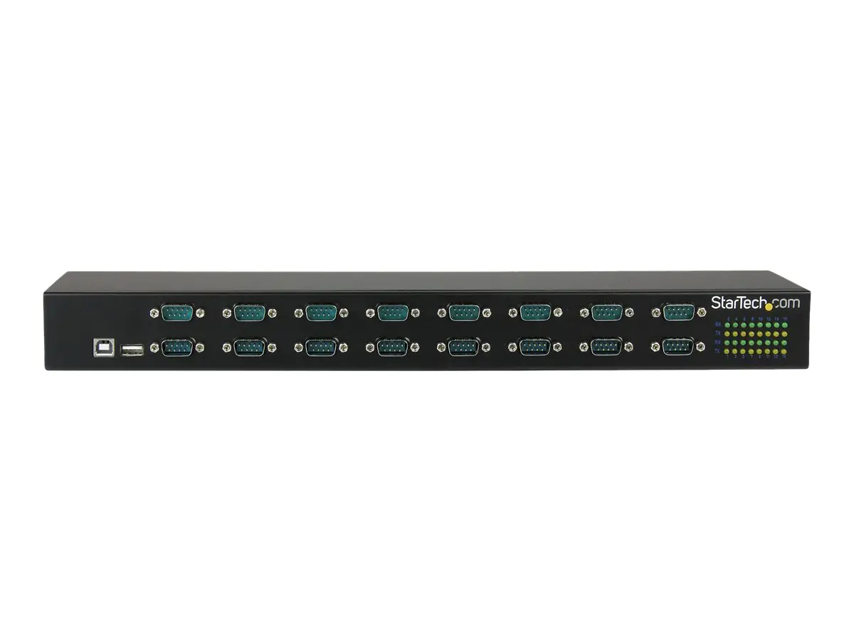 StarTech 16 Port USB zu Seriell Adpater Hub - USB zu RS232 Port Adapter mit Reihenschaltung - Rackmontage - Serieller Adapter - USB 2.0 - RS-232 x 16 - Schwarz