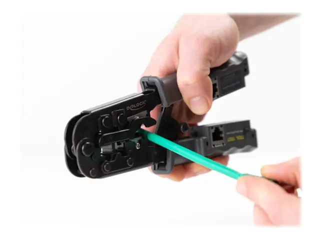 Delock - Crimpwerkzeug - mit integriertem Kabeltester - Grau, Schwarz