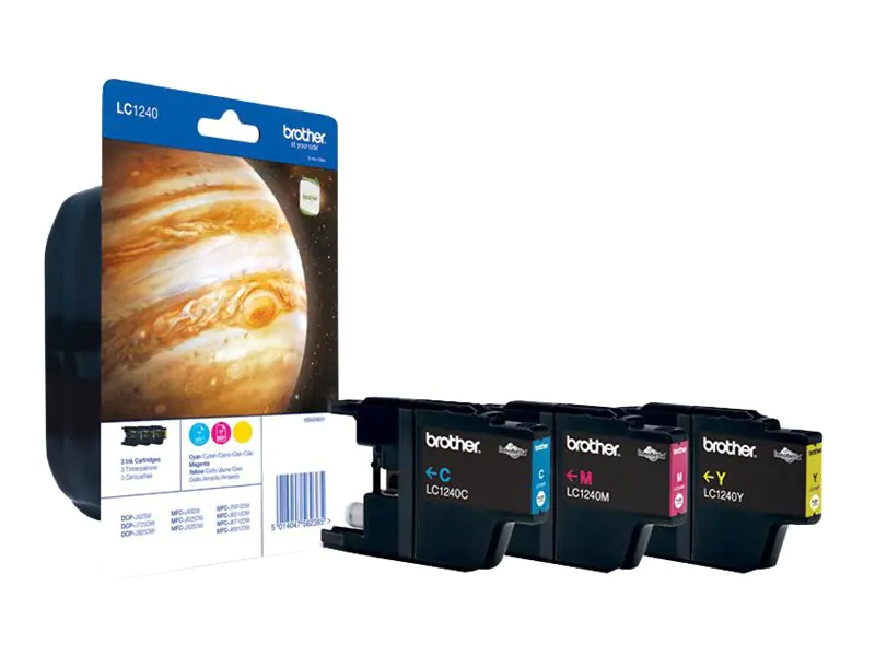 Brother LC1240 Rainbow-Pack - Gelb, Cyan, Magenta - Original - Blister mit akustischem/elektromagnetischem Alarm - Tintenpatrone - für Brother DCP-J525, J725, J925, MFC-J430, J5910, J625, J6510, J6710, J6910, J825