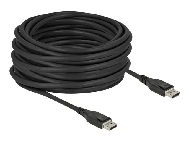 Delock - DisplayPort-Kabel - DisplayPort (M) zu DisplayPort (M) - DisplayPort 1.4 - 15 m - aktiv, unterstützt 8K 60 Hz (7680 x 4320), unterstützt 5K 120 Hz (5120 x 2880), unterstützt 4K 240 Hz (3840 x 2160) - Schwarz