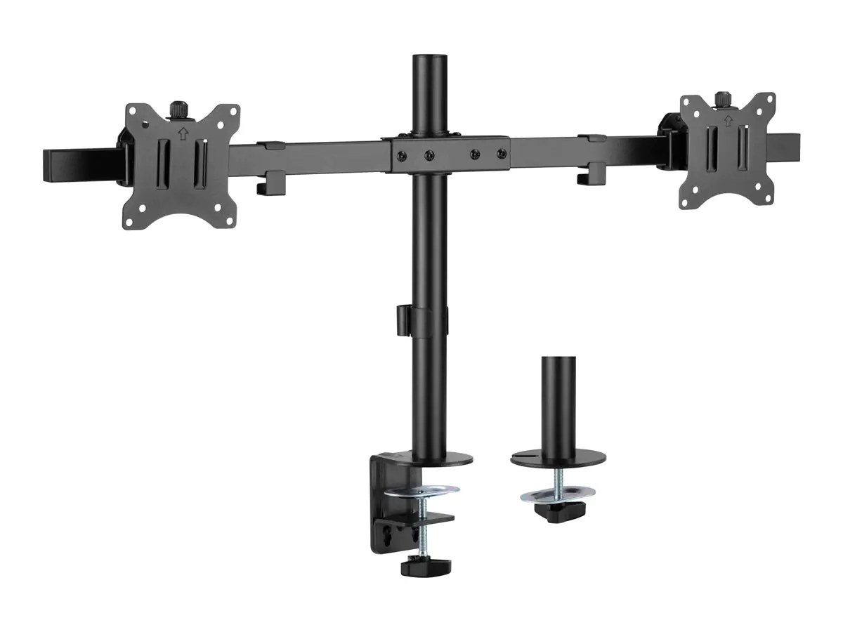 InLine - Befestigungskit (Klammer) - für 2 LCD-Displays - Schwarz - Bildschirmgröße: bis zu 81,3 cm (bis zu 32 Zoll) - Tischmontage