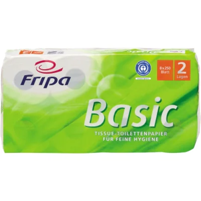 Fripa Toilettenpapier Basic 1510805 2-lagig 250Bl. weiß 8 Rl./Pack. Fripa Toilettenpapier Basic 1510805 2-lagig 250Bl. weiß 8 Rl./Pack.