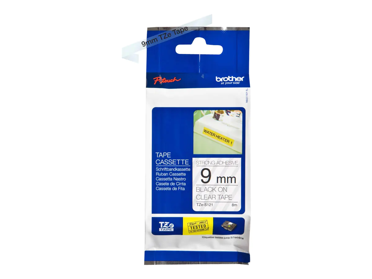 Brother TZe-S121 - Extra starker Klebstoff - schwarz auf durchsichtig - Rolle (0,9 cm x 8 m) 1 Kassette(n) laminiertes Band - für Brother PT-D210, D600, H110; P-Touch PT-1005, 1880, E800, H110; P-Touch Cube Plus PT-P710 Brother TZe-S121 - Extra starker Klebstoff - schwarz auf durchsichtig - Rolle (0,9 cm x 8 m) 1 Kassette(n) laminiertes Band - für Brother PT-D210, D600, H110; P-Touch PT-1005, 1880, E800, H110; P-Touch Cube Plus PT-P710