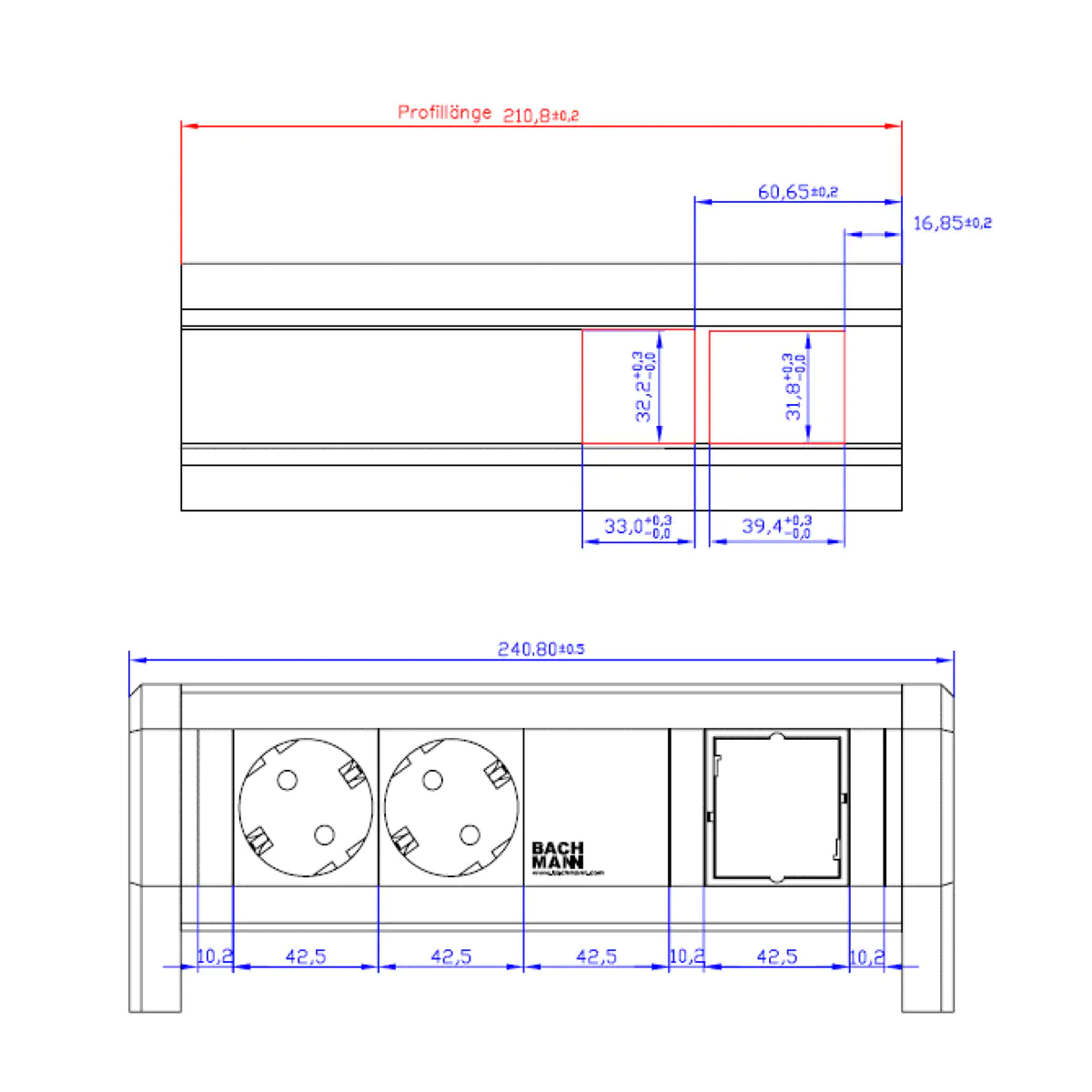 Bachmann 902.065 DESK 2xCEE7/3 1xCM Bachmann 902.065 DESK 2xCEE7/3 1xCM