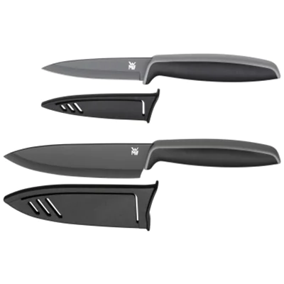 WMF Messerset Touch je 1 x Allzweckmesser (Länge 20 cm, Klingenlänge 9 cm), Kochmesser (Länge 24 cm, Klingenlänge 13 cm) mit Klingenschutz Stahl