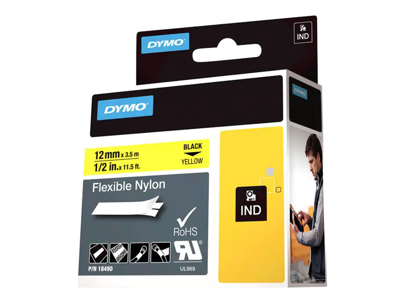 Dymo Nylon - Schwarz auf Gelb - Roll (1.2 cm x 3.5 m) 1 Kassette(n) Flexitape