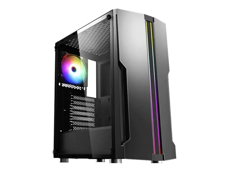 Xilence Performance C X5 - Mid tower - ATX - Seitenteil mit Fenster (gehärtetes Glas) - keine Spannungsversorgung (ATX) - schwarze Pulverbeschichtung - USB/Audio