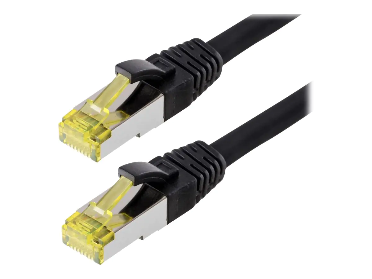 Helos - Patch-Kabel - RJ-45 (M) bis RJ-45 (M) - 10 m - SFTP, PiMF - CAT 6a - halogenfrei, geformt, ohne Haken - Schwarz