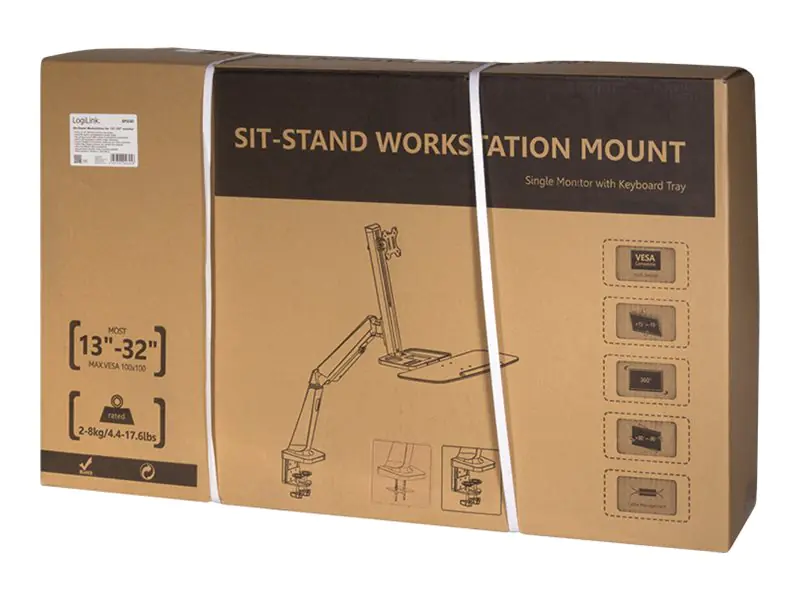 LogiLink Sit-Stand Workstation - Befestigungskit für Monitor / Tastatur (einstellbarer Arm)