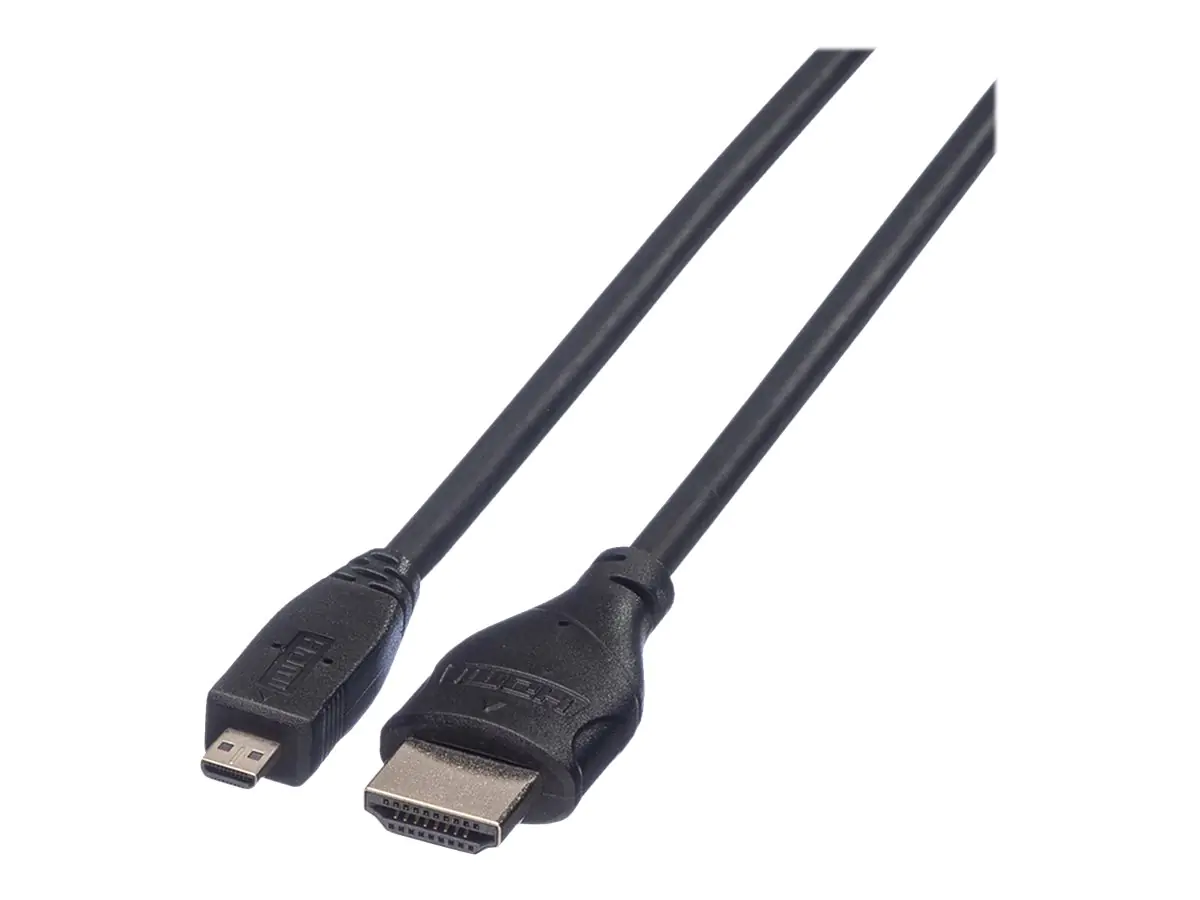 Roline HDMI High Speed Cable with Ethernet - HDMI-Kabel mit Ethernet - HDMI männlich zu 19 pin micro HDMI Type D männlich - 2 m - abgeschirmt - Schwarz