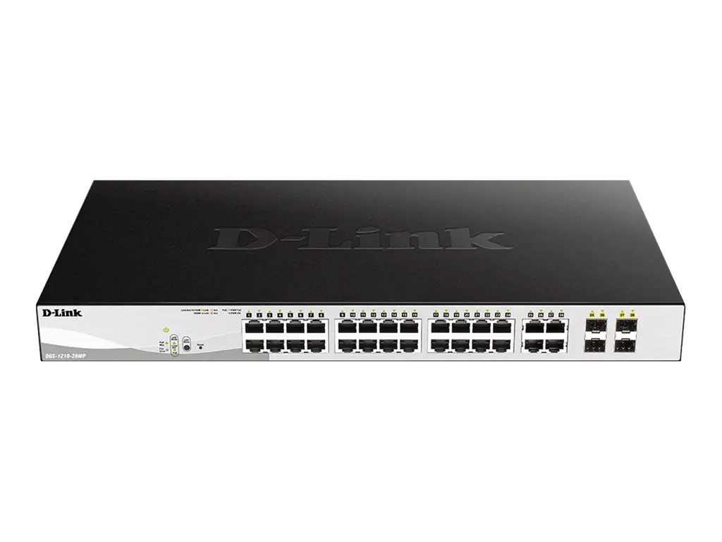 D-Link DGS 1210-28MP - Switch - Smart - 24 x 10/100/1000 (PoE+) + 4 x Combo Gigabit - Desktop, an Rack montierbar - PoE+ (370 W)
