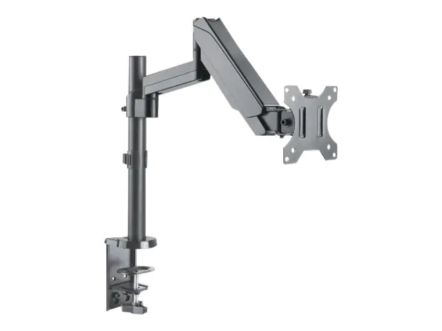 Manhattan TV & Monitor Mount, Desk, Full Motion (Gas Spring), 1 screen, Screen Sizes: 10-27", Black, Clamp or Grommet Assembly,VESA 75x75 to 100x100mm, Max 8kg, Lifetime Warranty - Befestigungskit (Spannbefestigung für Tisch, Schwenkarm, Klammerbasis