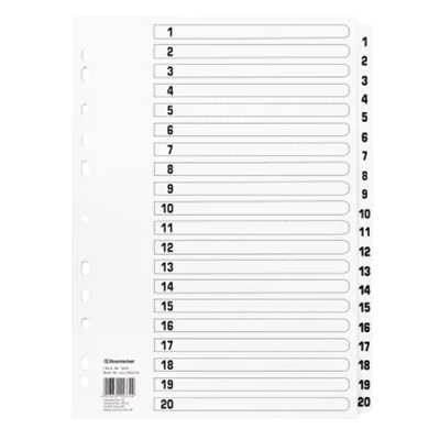 Soennecken Register Mylar 1607 1-20 weiß Soennecken Register Mylar 1607 1-20 weiß