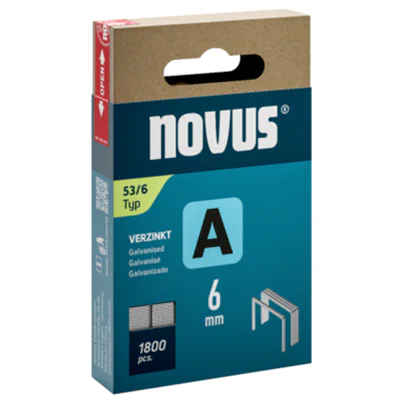 NOVUS Heftklammer A 53/6 Handheftgeräte, Elektroheftgeräte, Akkuheftgeräte, Drucklufttacker Stahldraht, verzinkt 1.800 St./Pack. NOVUS Heftklammer A 53/6 Handheftgeräte, Elektroheftgeräte, Akkuheftgeräte, Drucklufttacker Stahldraht, verzinkt 1.800 St./Pack.