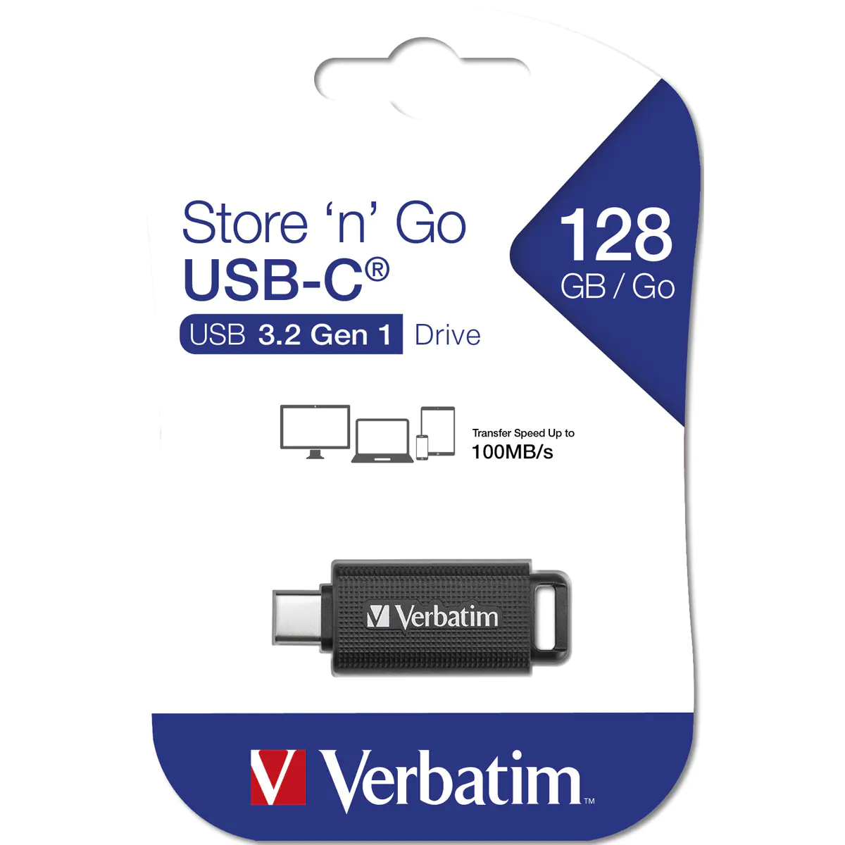 Verbatim Retractable USB 3.2 Gen 1 USB-C - USB-Stick - USB-Stick - 128 GB 49459