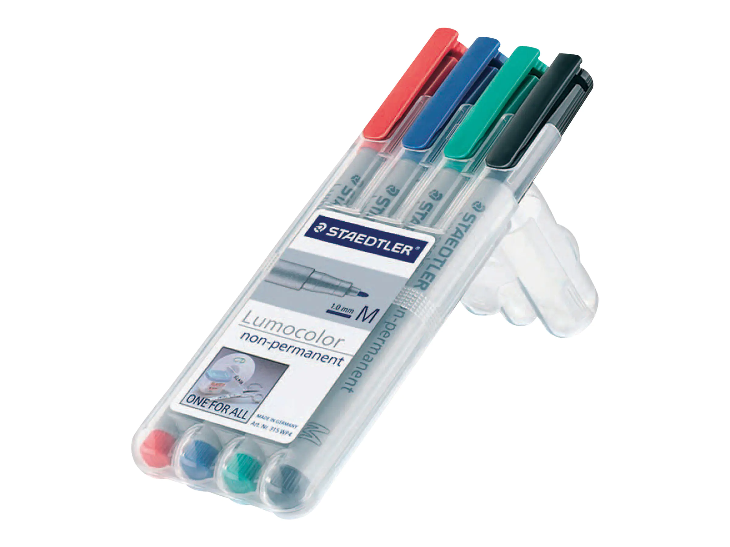 STAEDTLER Lumocolor 311 - Marker - nicht dauerhaft - Schwarz, Rot, Blau, Grün - 0.4 mm - extrafein (Packung mit 4) 311 WP4