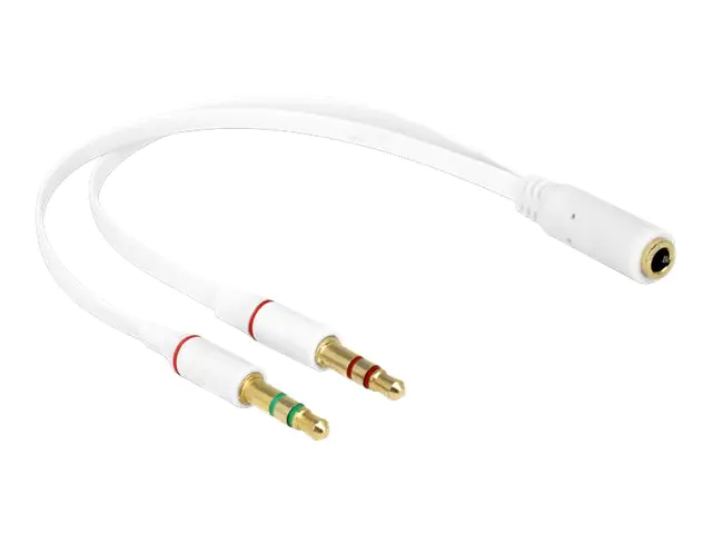 Delock - Headsetadapter - mini-phone stereo 3.5 mm männlich zu 4-poliger Mini-Stecker weiblich - 20 cm - weiß