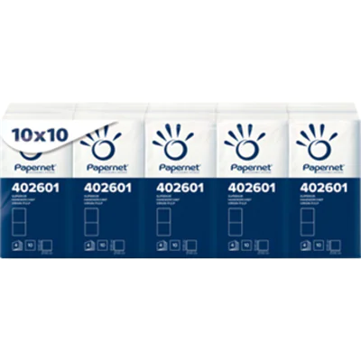 Papernet Papiertaschentuch 4-lagig Zellstoff weiß 10 x 10 St./Pack. Papernet Papiertaschentuch 4-lagig Zellstoff weiß 10 x 10 St./Pack.
