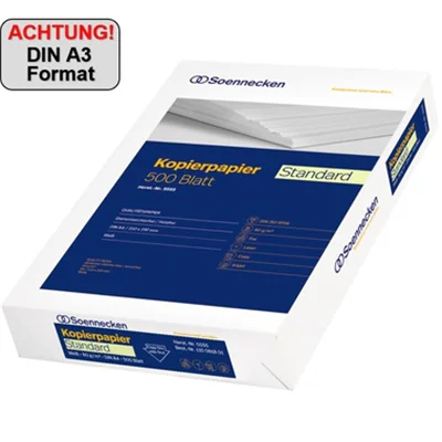 Soennecken Kopierpapier Standard 5533 DIN A3 80g weiß 500 Bl./Pack. Soennecken Kopierpapier Standard 5533 DIN A3 80g weiß 500 Bl./Pack.