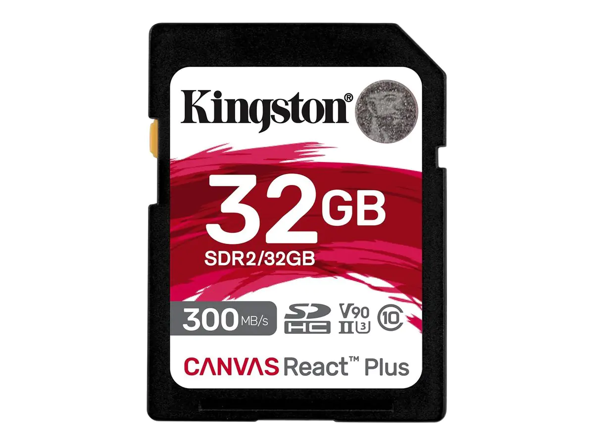 Kingston Canvas React Plus - Flash-Speicherkarte - 32 GB - Video Class V90 / UHS-II U3 / Class10 - SDXC UHS-II Kingston Canvas React Plus - Flash-Speicherkarte - 32 GB - Video Class V90 / UHS-II U3 / Class10 - SDXC UHS-II