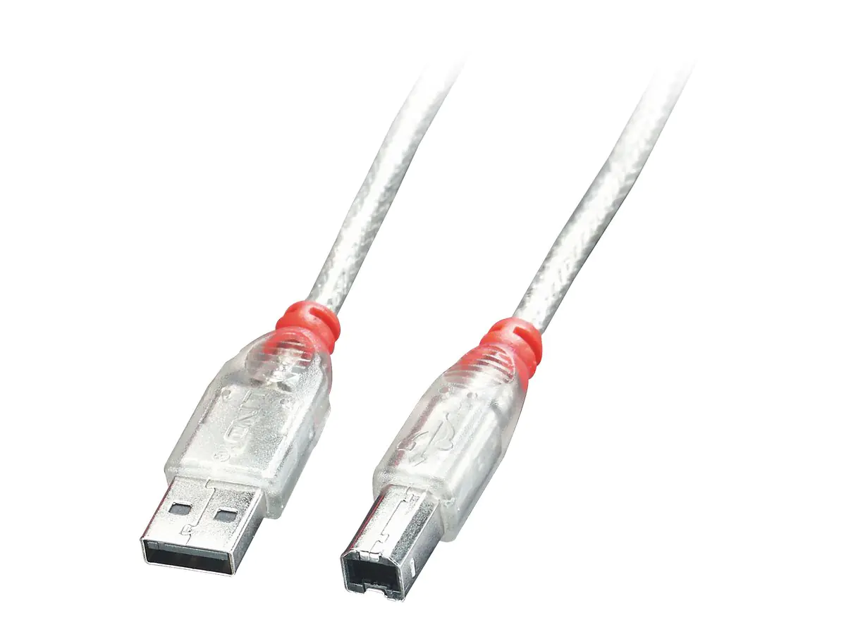 Lindy - USB-Kabel - USB (M) bis USB Typ B (M) - USB 2.0 - 20 cm - geformt - durchsichtig