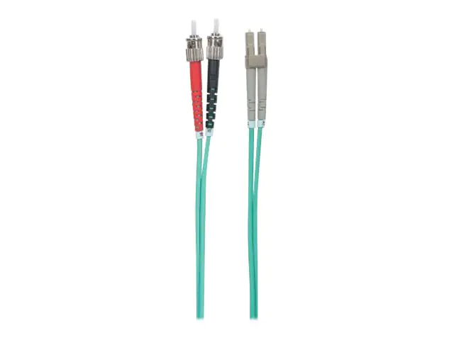 Intellinet Fibre Optic Patch Cable, OM3, ST/LC, 3m, Aqua, Duplex, Multimode, 50/125 Âµm, LSZH, Fiber, Lifetime Warranty, Polybag - Patch-Kabel - ST multi-mode (M) bis LC Multi-Mode (M) - 3 m - Glasfaser - Duplex - 50/125 Mikrometer - OM3 - halogenfrei - A