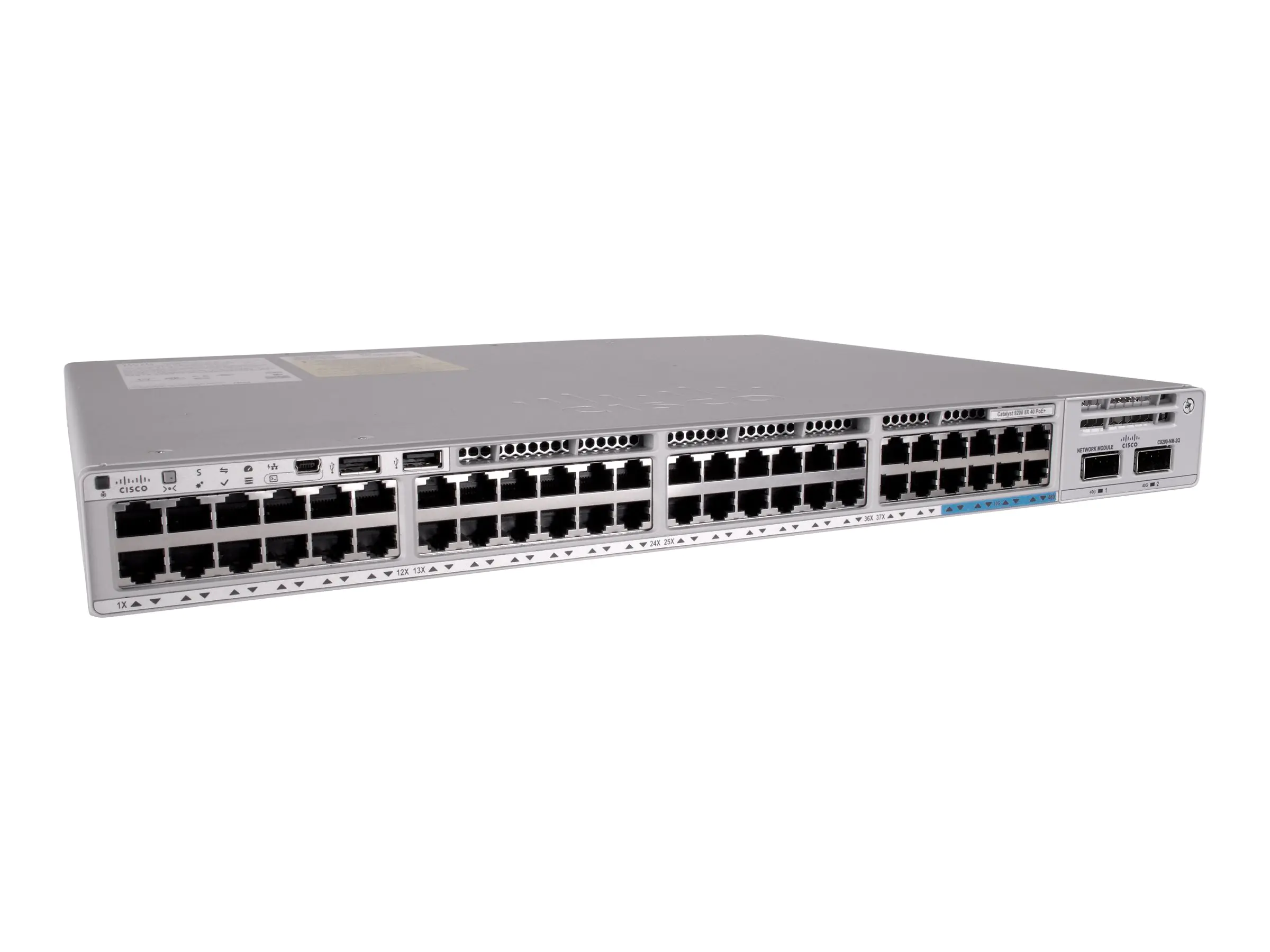 Cisco Catalyst 9200 - Network Advantage - Switch - L3 - Smart - 40 x 10/100/1000 (PoE+) + 8 x 100/1000/2.5G/5G/10GBase-T - an Rack montierbar - PoE+ (740 W)