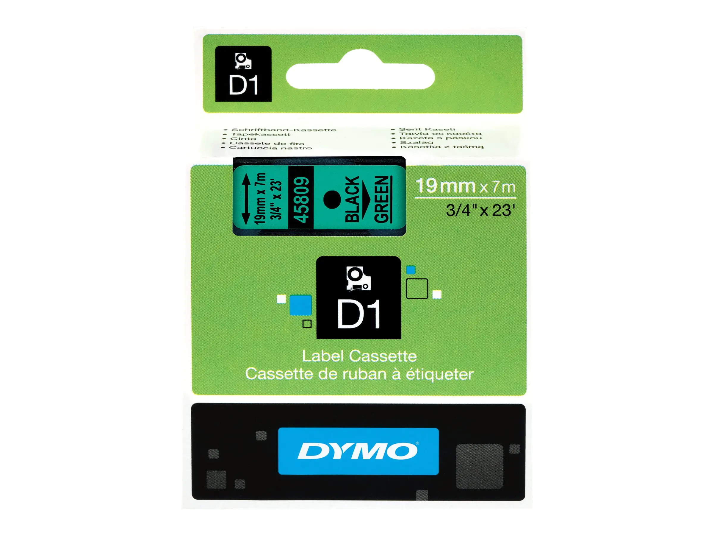 DYMO D1 - Entfernbarer Klebstoff - Schwarz auf Grün - Rolle (1,9 cm x 7 m) 1 Rolle(n) Etiketten - für LabelMANAGER 360, 400, 420, 450, 500, PC, PC2, Wireless PnP; LabelPOINT 300, 350 DYMO D1 - Entfernbarer Klebstoff - Schwarz auf Grün - Rolle (1,9 cm x 7 m) 1 Rolle(n) Etiketten - für LabelMANAGER 360, 400, 420, 450, 500, PC, PC2, Wireless PnP; LabelPOINT 300, 350