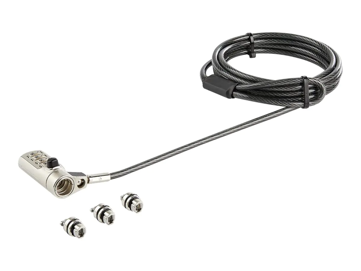 StarTech Laptopschloss mit 2m Kabel (Für K-Slot, Nano, Wedge Slot, Stahlkabel, 4-stelliges Kombinationsschloss, Kabelschloss) - Sicherheitskabelschloss - 2 m