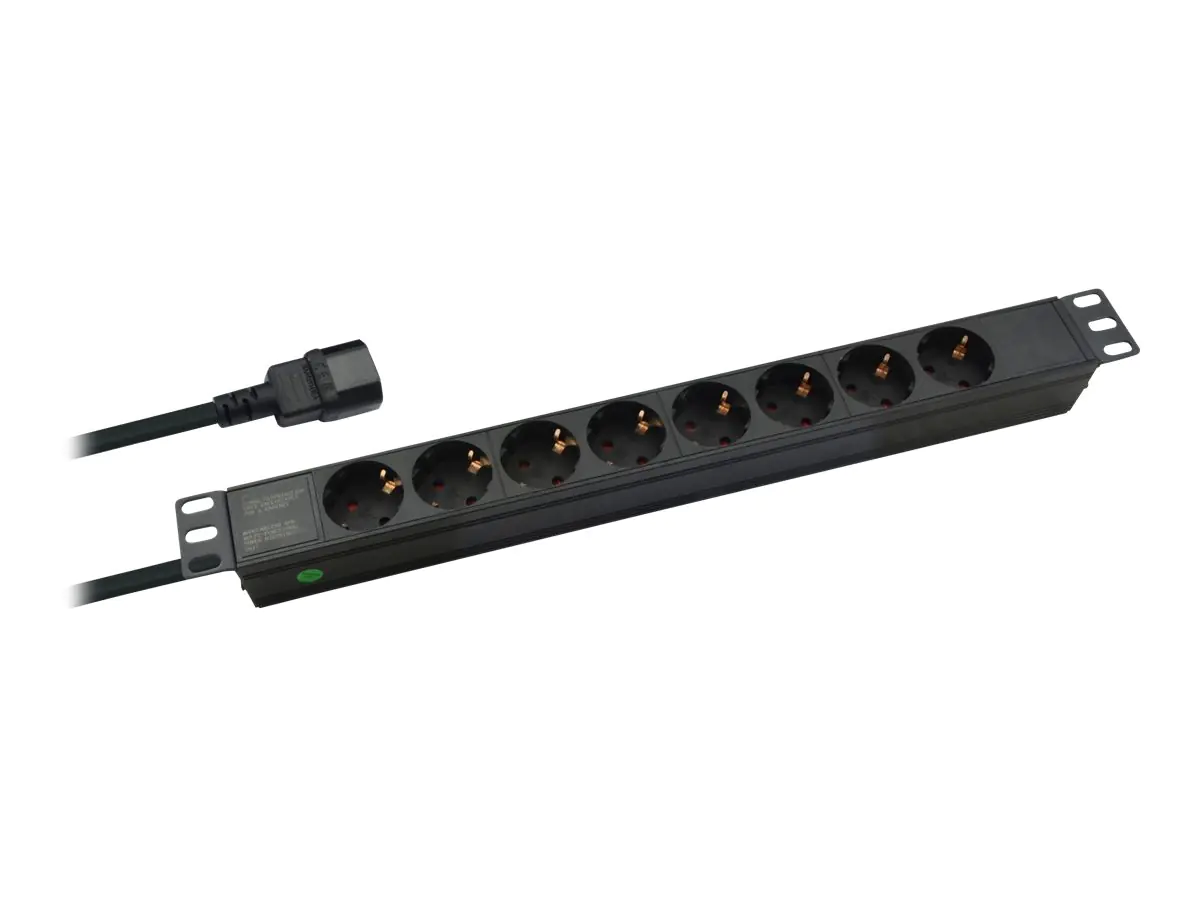 Helos PROFESSIONAL - Stromverteilungseinheit (Rack - einbaufähig) - Wechselstrom 250 V - 2500 Watt - Eingabe, Eingang IEC 60320 C14 - Ausgangsanschlüsse: 8 - 1U - 48.3 cm (19") - 2 m Schnur - Schwarz