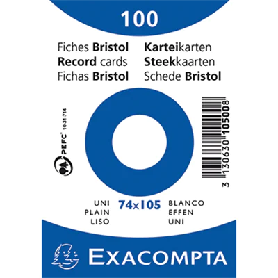 Exacompta Karteikarte 10500SE DIN A7 blanko weiß 100 St./Pack. Exacompta Karteikarte 10500SE DIN A7 blanko weiß 100 St./Pack.