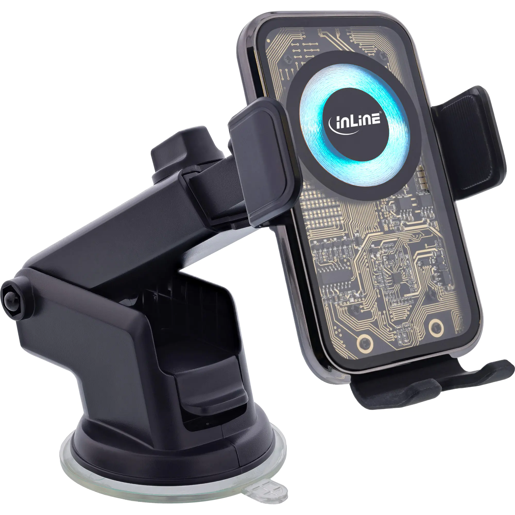 InLine KFZ Smartphone Halterung - ONE TOUCH QI 2 - universal - Wireless Charger