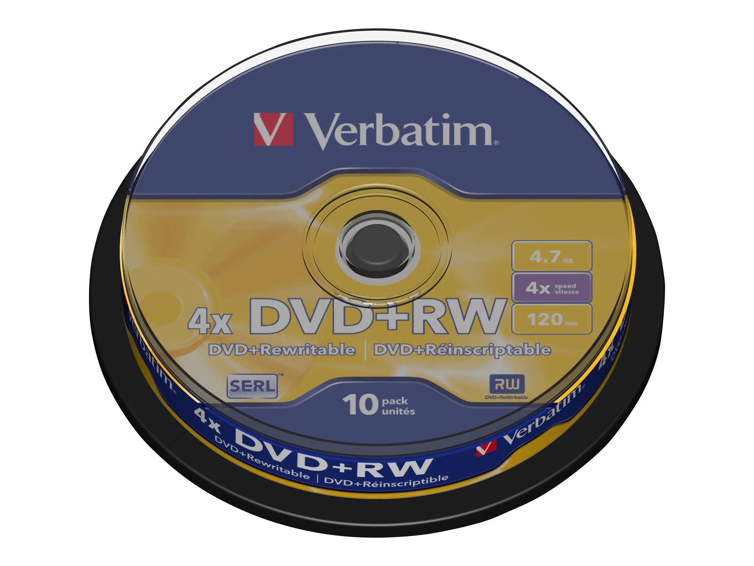 Verbatim - 10 x DVD+RW - 4.7 GB (120 Min.) 4x - mattsilber - Spindel