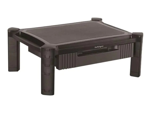 StarTech Monitorständer mit Schublade - Höhenverstellbar - Unterstüzt bis zu 32 Zoll Monitore (10 Kg) - Aufstellung (Gestelloberfläche, 8 kleine Steigleitungen, 4 große Steigleitungen) für Monitor - Kunststoff - Schwarz - Bildschirmgröße: 33-81.28 cm