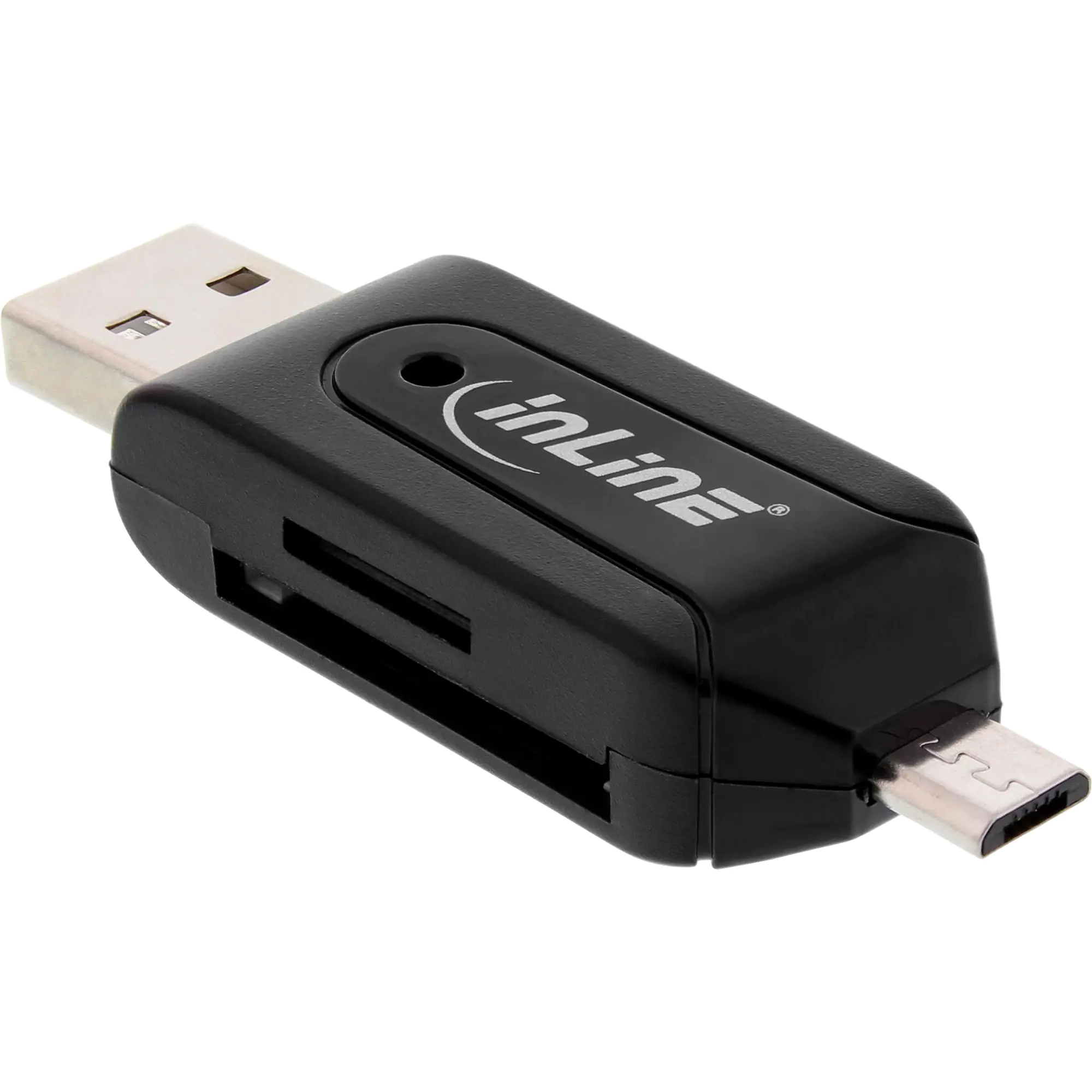 InLine OTG Dual - Kartenleser (SD, microSD, SDXC, microSDXC) - micro USB 2.0 / USB 2.0