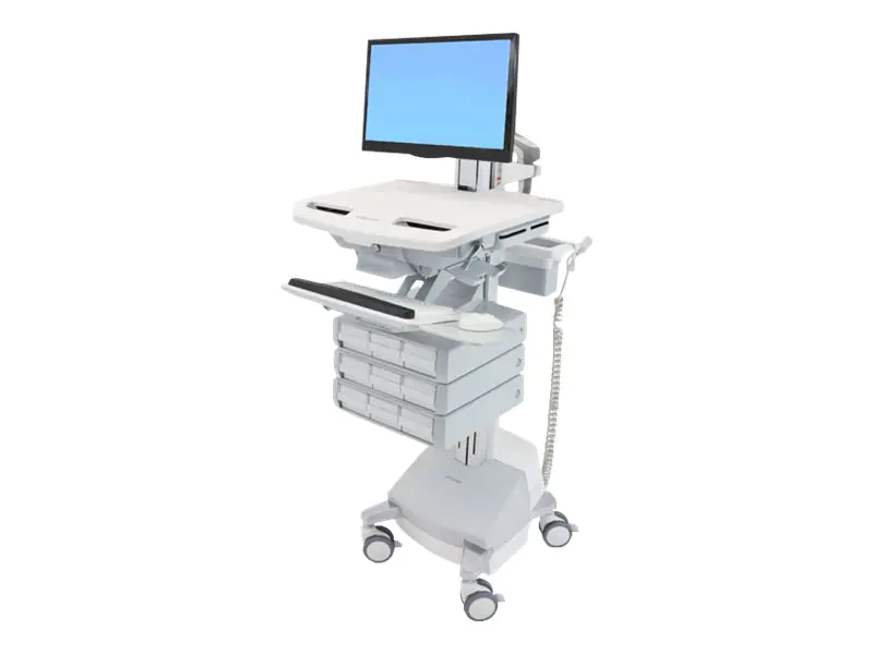 Ergotron Wagen - offene Architektur - für LCD-Display / PC-Ausrüstung - medizinisch - Kunststoff, Aluminium, verzinker Stahl - Grau, weiß, Polished Aluminum - Bildschirmgröße: bis zu 61 cm (bis zu 24 Zoll) SV44-1391-2
