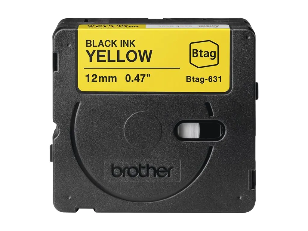 Brother Etikettenband BTAG631 Schwarz auf Gelb Rolle (1,2 cm x 4 m)