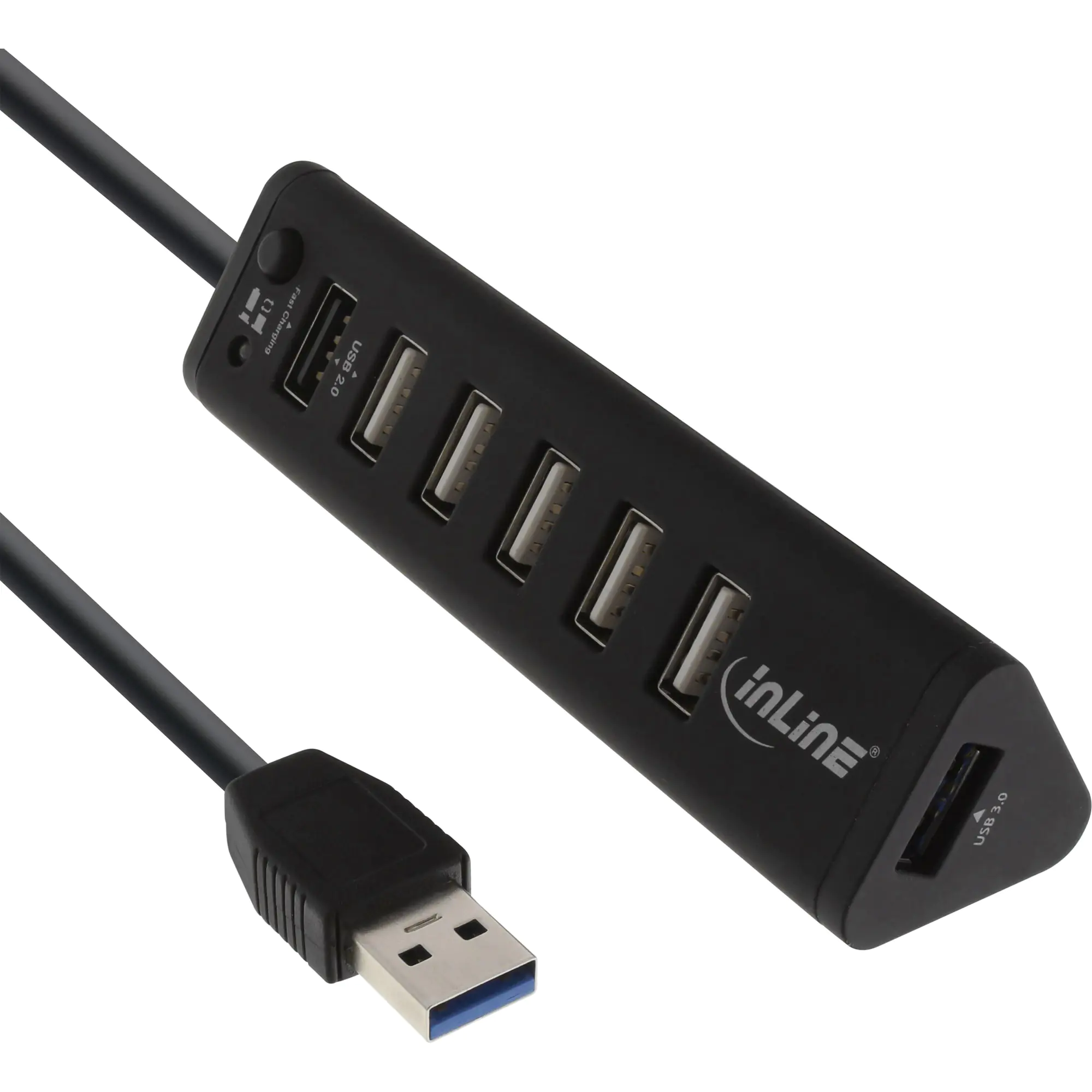 InLine - Hub - Smart - 1 x SuperSpeed USB 3.0 + 6 x USB 2.0 + 1 x USB - Desktop