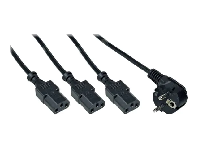 InLine Y-Power Cable Version 1 - Netz-Splitter - CEE 7/7 (M) gewinkelt bis IEC 60320 C13 - 5 m - gewinkelt - Schwarz