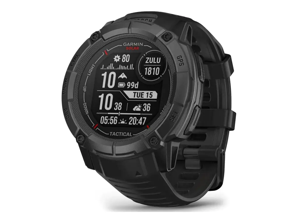 Garmin Instinct 2X Solar - Tactical Edition - 50 mm - faserverstärktes Polymer - intelligente Uhr mit Band - Handgelenkgröße: 145-228 mm - einfarbig - 64 MB - Bluetooth, ANT+ - 67 g - Schwarz