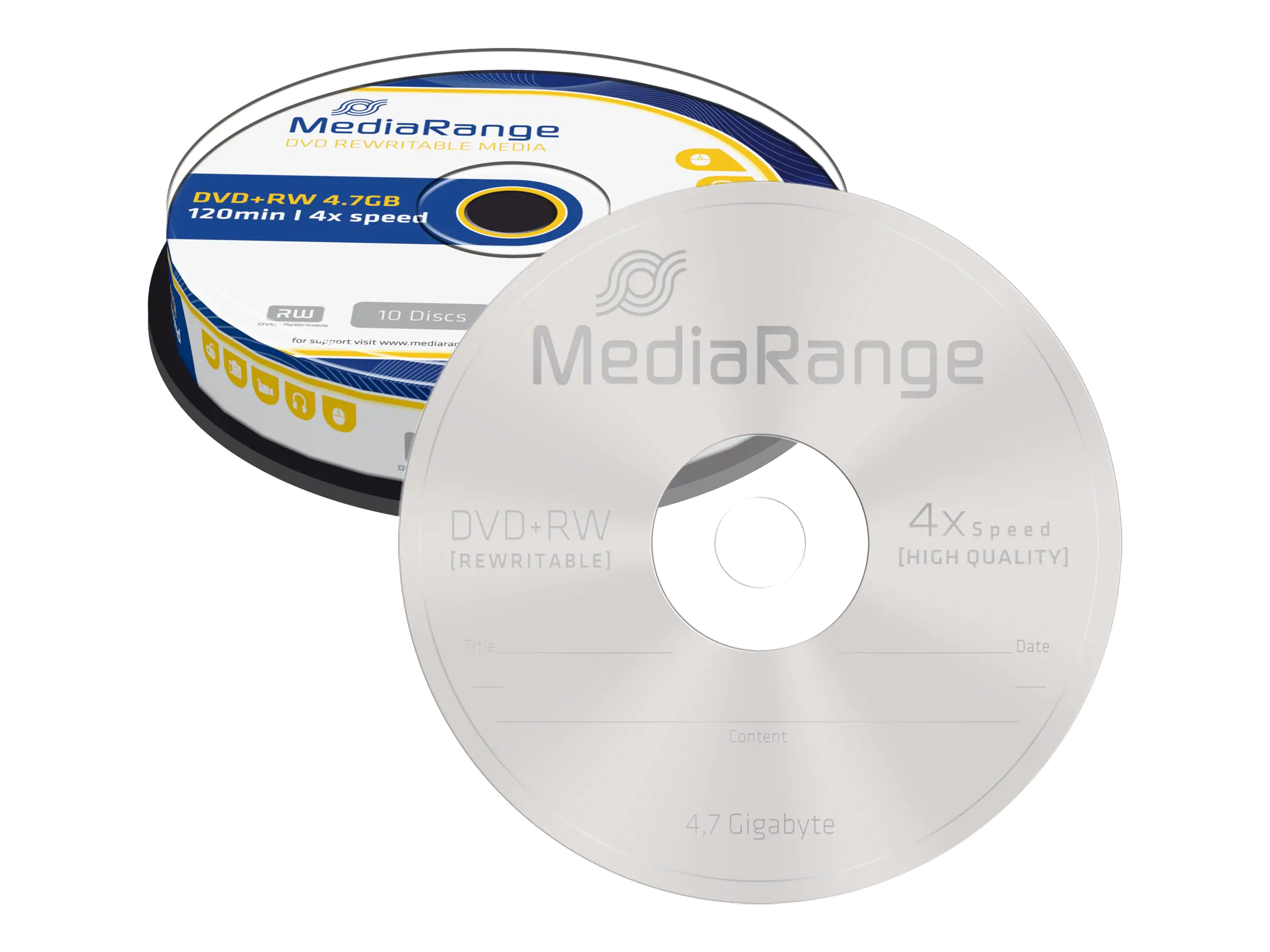 MediaRange - 10 x DVD+RW - 4.7 GB (120 Min.) 4x - Spindel