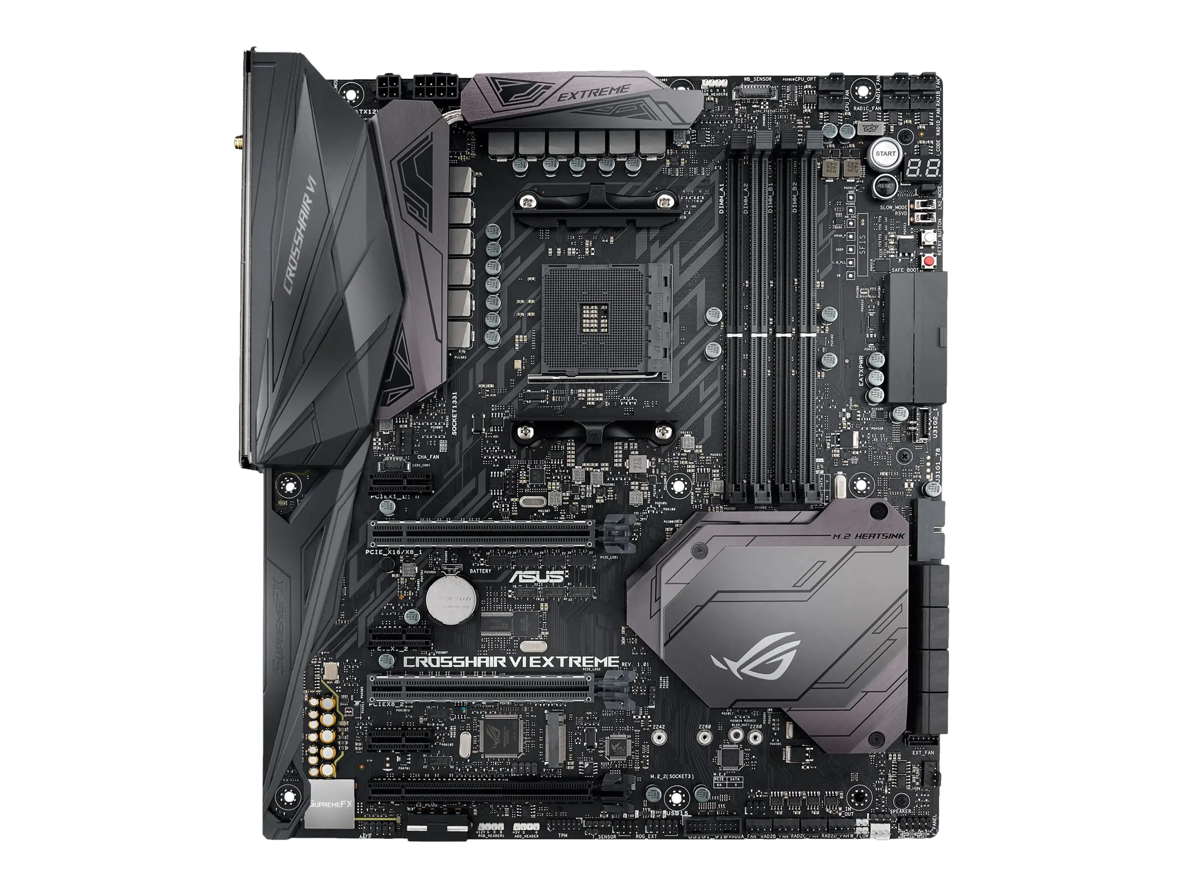 Asus ROG CROSSHAIR VI EXTREME - Motherboard - Erweitertes ATX - Socket AM4 - AMD X370 - USB 3.1 Gen 1, USB-C Gen2, USB 3.1 Gen 2 - Bluetooth, Gigabit LAN, Wi-Fi - HD Audio (8-Kanal)