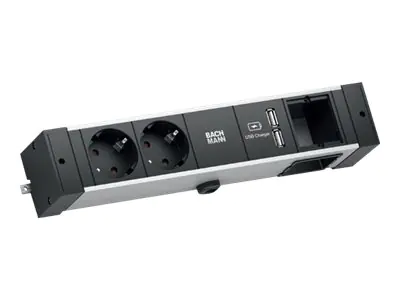Bachmann DESK Rail - Steckdosenleiste - Ausgangsanschlüsse: 2 (2 x USB, 2 x Typ F) 941.001