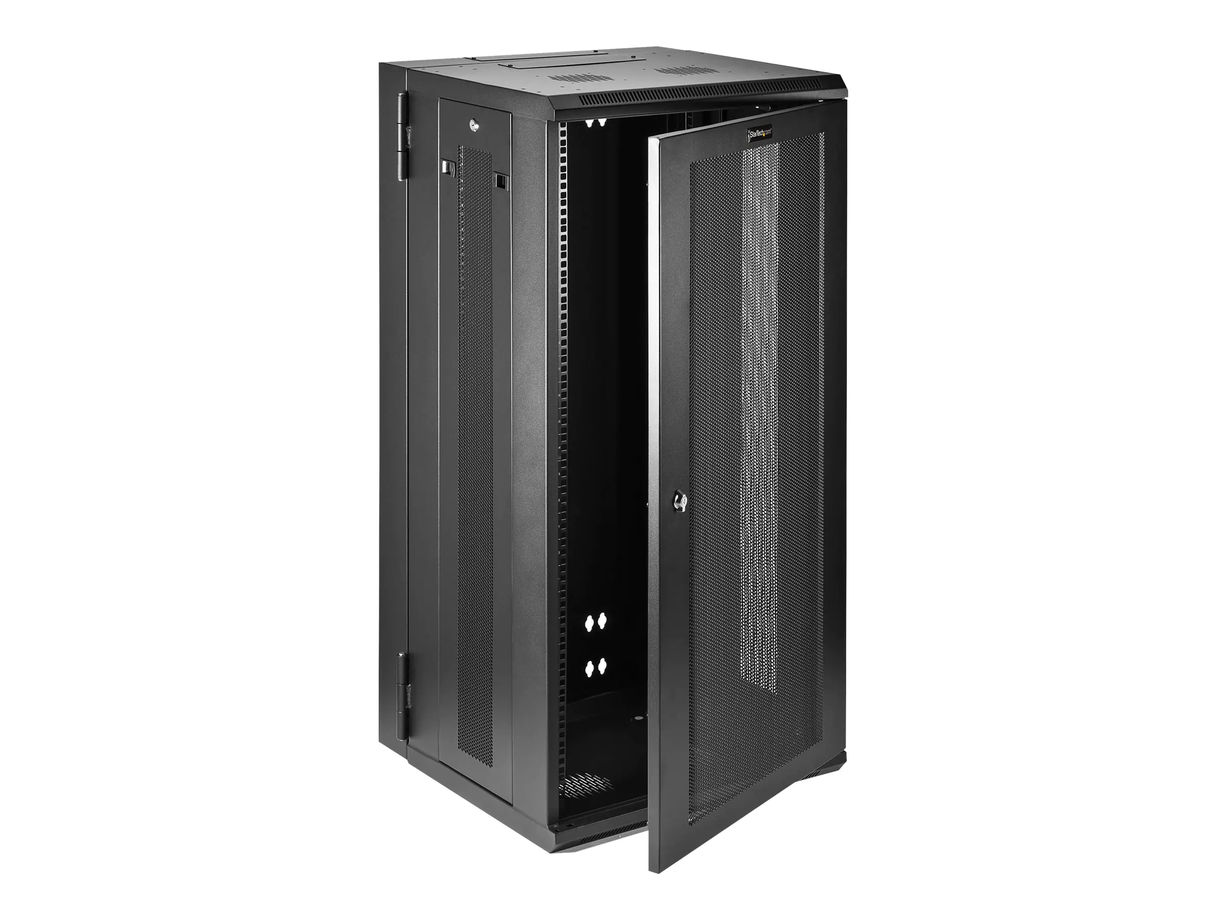 StarTech RK2620WALHM Serverschrank (26HE, zur Wandmontage, bis zu 40,6 cm tief, Gehäuse mit Scharnier, Netzwerkschrank) - Schrank für Rack-Gehäuse - geeignet für Wandmontage - Schwarz - 26U