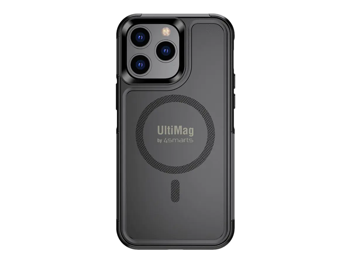 4smarts - Hintere Abdeckung für Mobiltelefon - mit Ultimag - kompatibel mit MagSafe - Polycarbonat, Thermoplastisches Polyurethan (TPU) - Schwarz, durchsichtig - für Apple iPhone 14 Pro