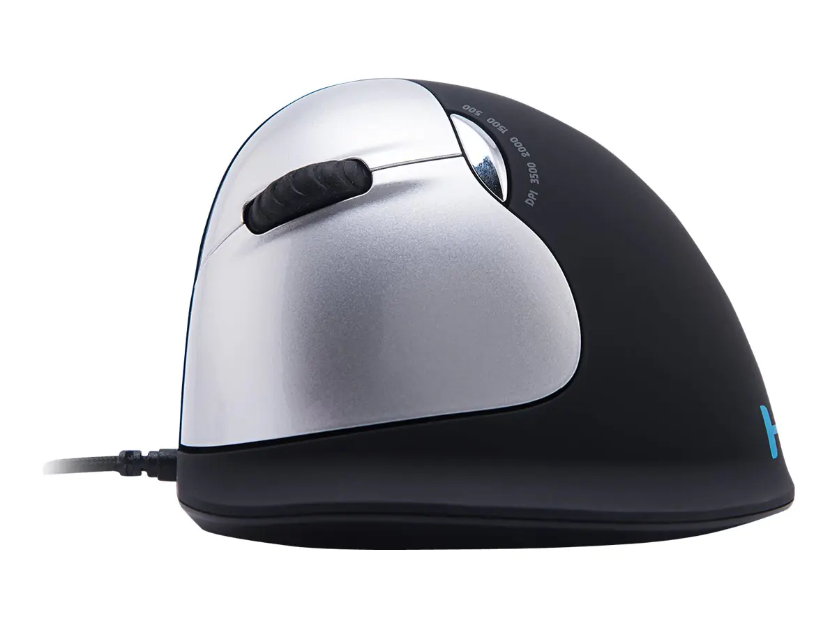 R-Go Ergonomische Maus HE Break - Maus - ergonomisch - Für Linkshänder - 5 Tasten - kabelgebunden - USB - Schwarz