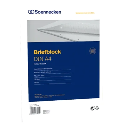 Soennecken Briefblock 2306 DIN A4 gelocht liniert 50Blatt weiß Soennecken Briefblock 2306 DIN A4 gelocht liniert 50Blatt weiß