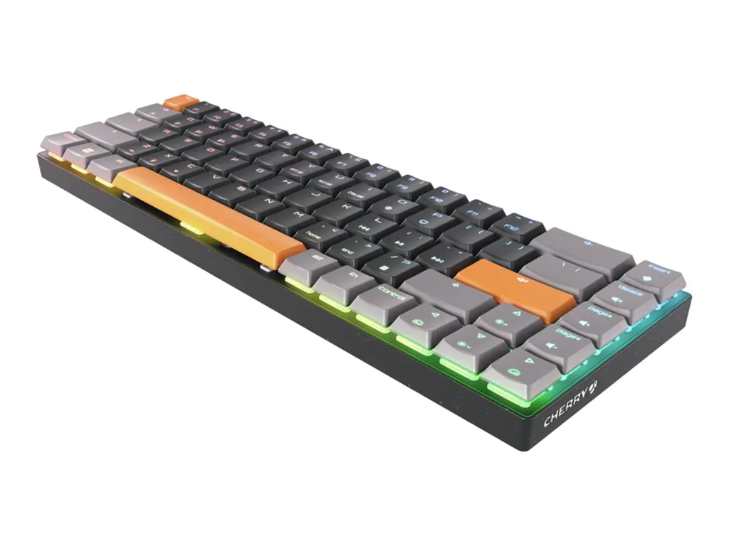 CHERRY MX LP 2.1 - Tastatur - compact - Hintergrundbeleuchtung - kabellos - 2.4 GHz, Bluetooth 5.2, kabelgebunden - QWERTY - GB - Tastenschalter: CHERRY MX Low Profile - Schwarz